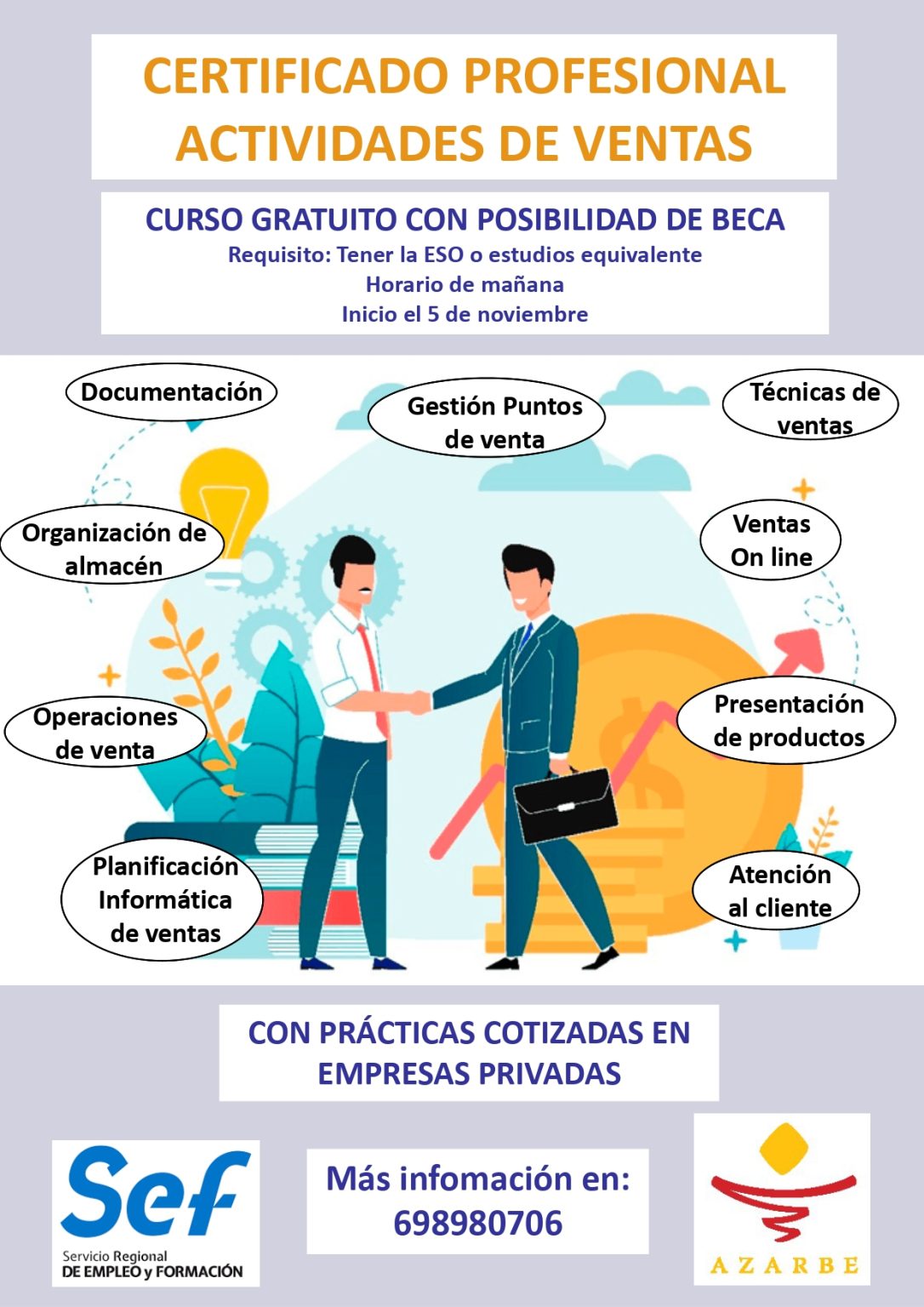 Curso actividades de venta 100% subvencionado