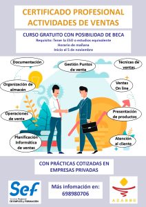 Curso actividades de venta 100% subvencionado